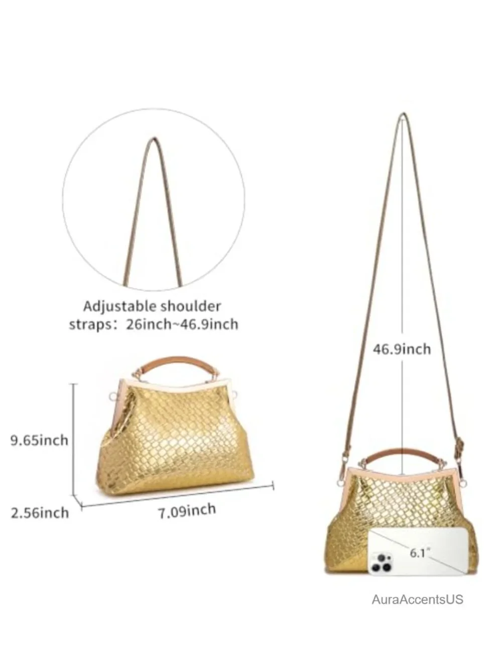 Faux Leather Clutch Crossbody with Top Handle for Wedding Party